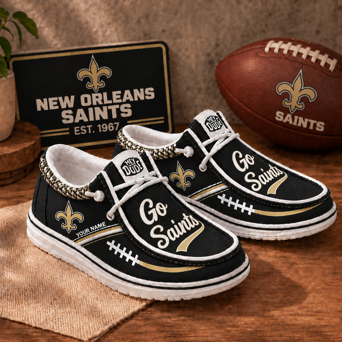 NO x NFL Personalized New Style Hey Dude Shoes