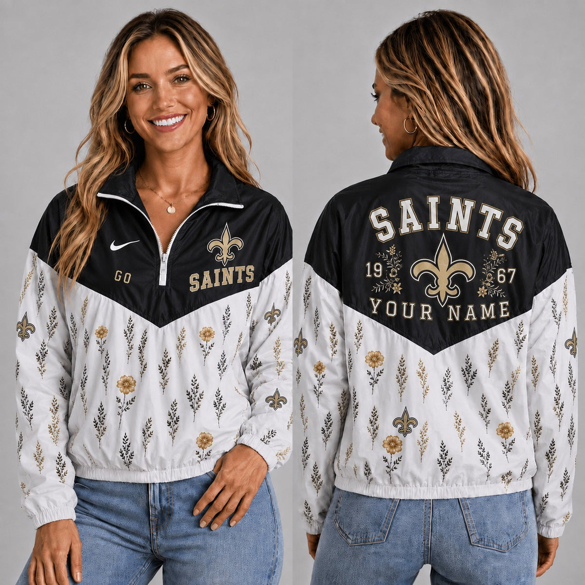 NOS x NFL Personalized Women Quarter Zip Jacket
