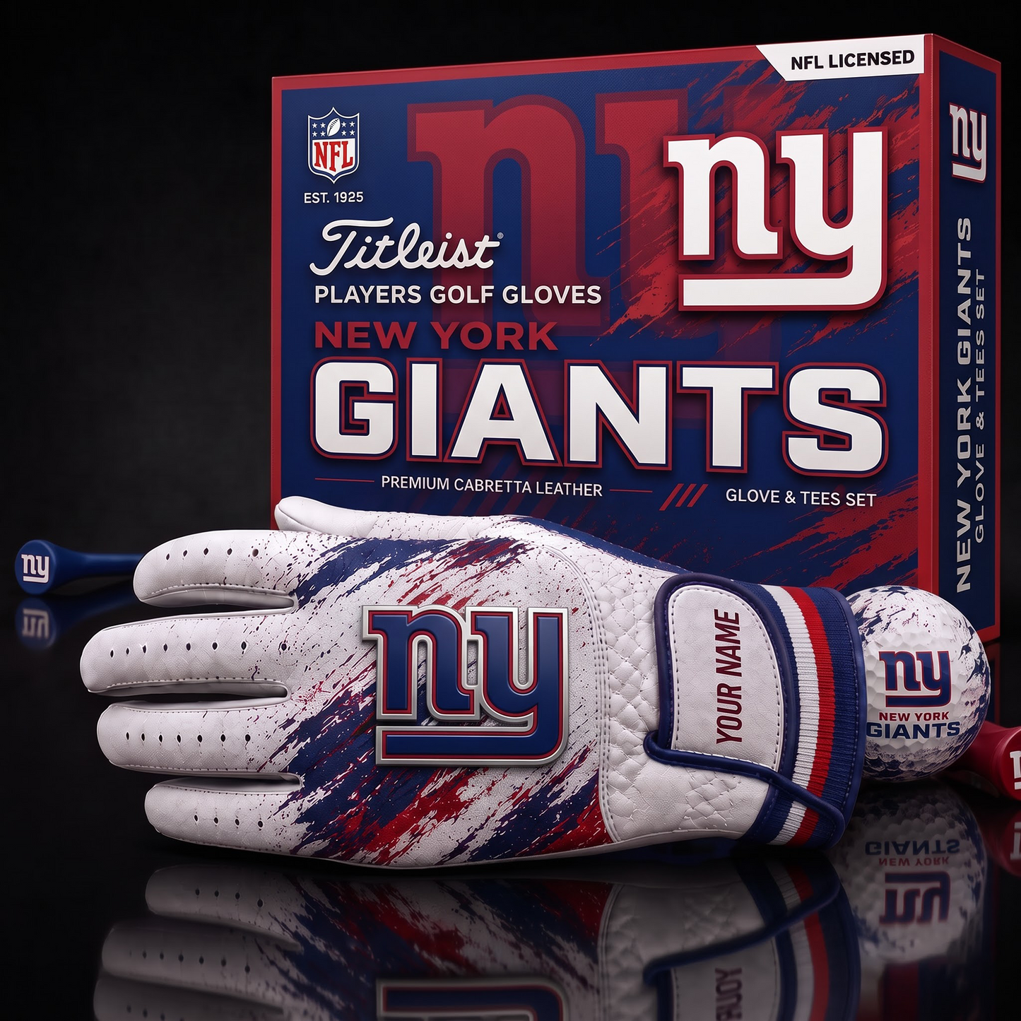 NYG NFL LUXURY PERSONALIZED GOLF GLOVE SET LIMITED EDTION