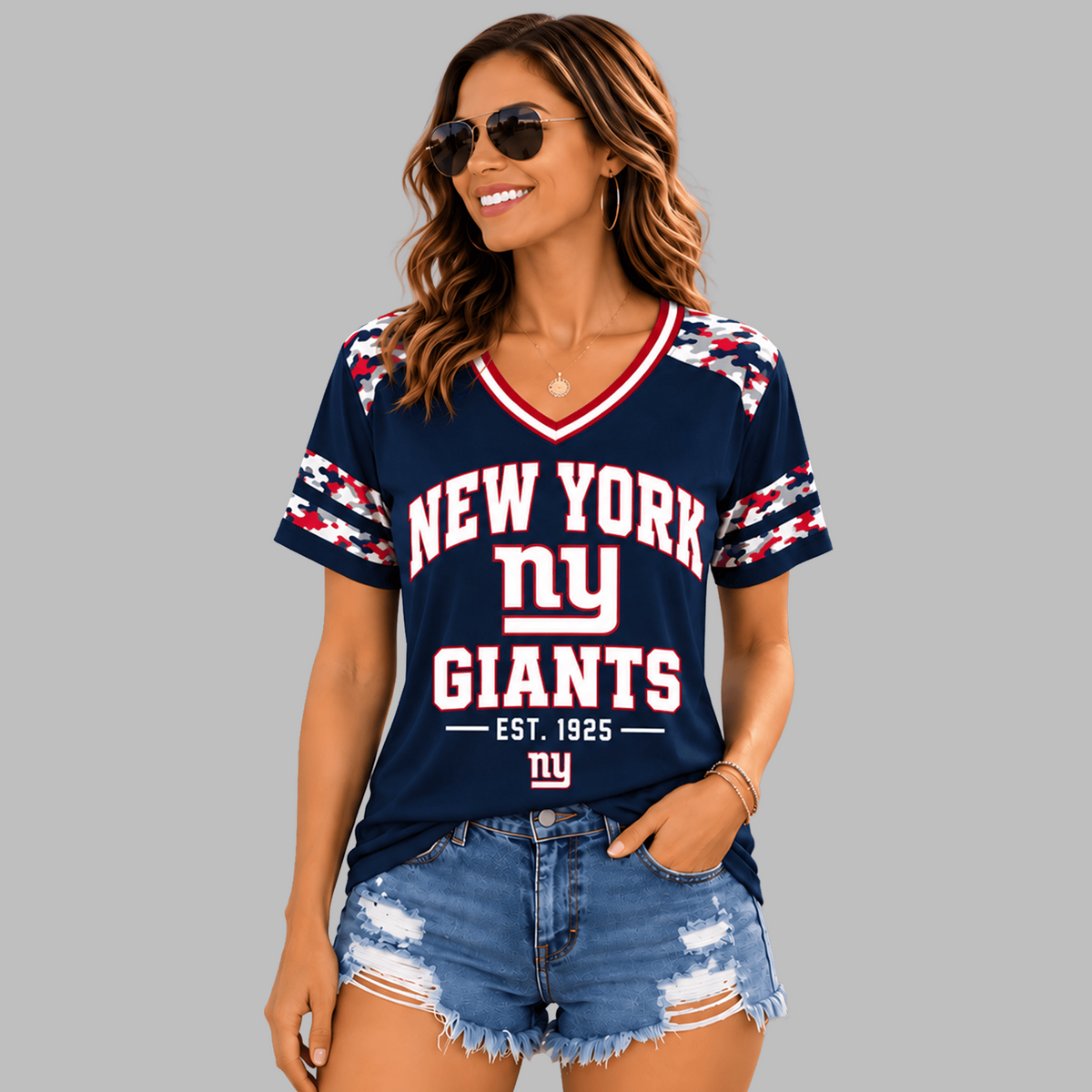 NYG Premium NFL All-American Camo V-neck