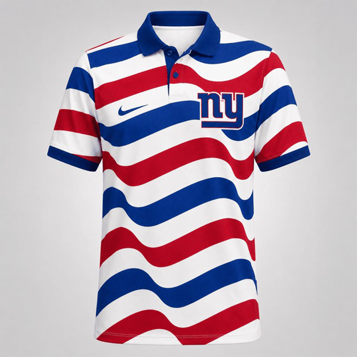 NYG Premium NFL Custom Striped Athletic Polo Shirt