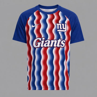 NYG Premium NFL Retro Wavy Pattern Athletic T-Shirt