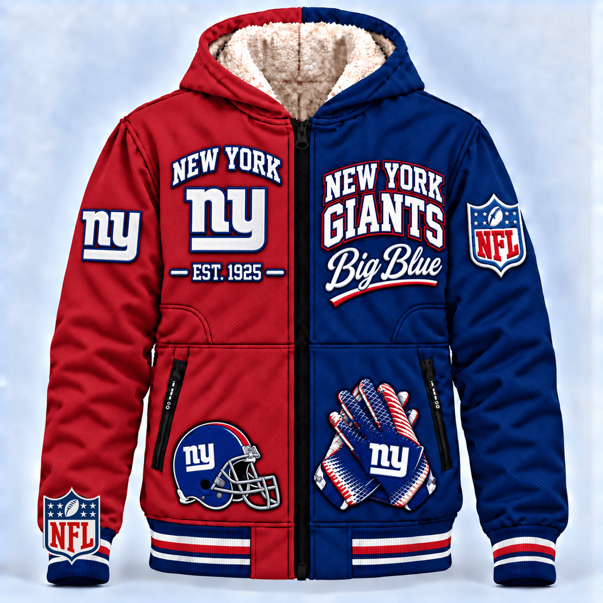 NYG x NFL Hooded Varsity Bomber Jacket