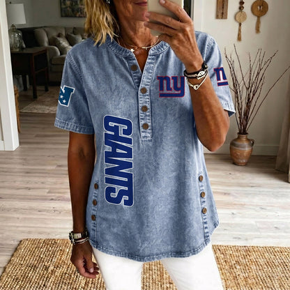NYG x NFL Women’???s Denim Casual Tops DATND LBN 190526