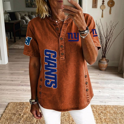 NYG x NFL Women’???s Denim Casual Tops DATND LBN 190526
