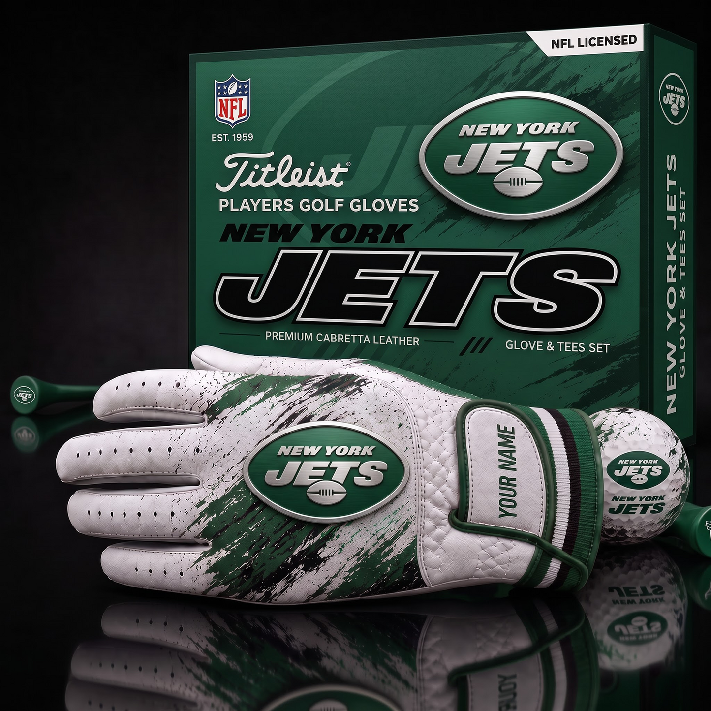 NYJ NFL LUXURY PERSONALIZED GOLF GLOVE SET LIMITED EDTION