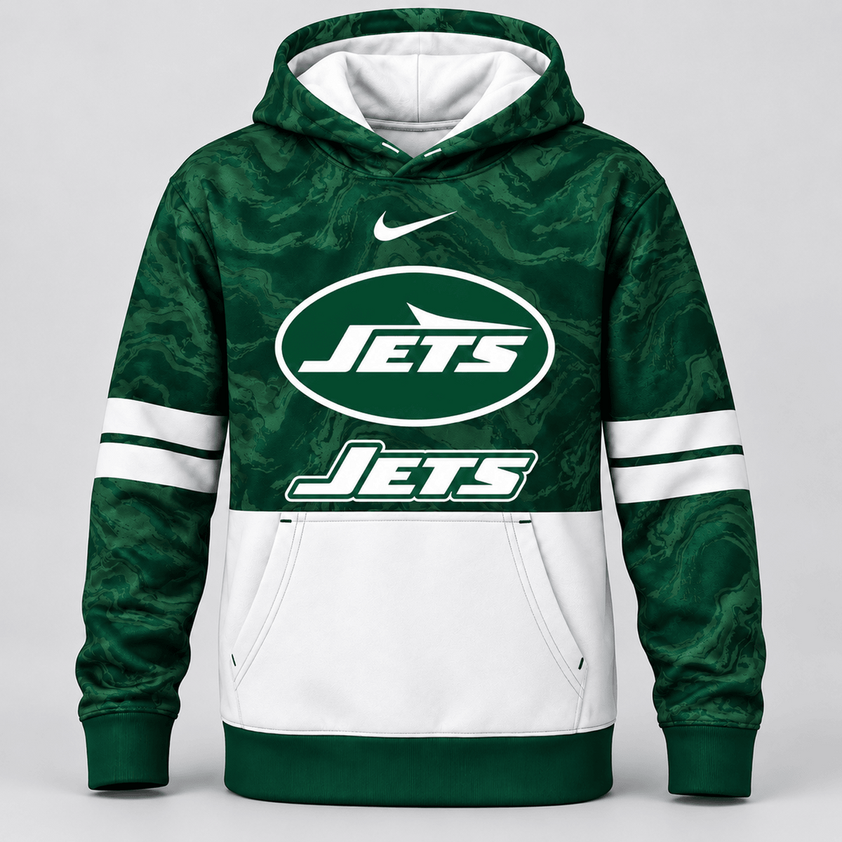 NYJ Premium NFL Camo Colorblock Pullover Hoodie