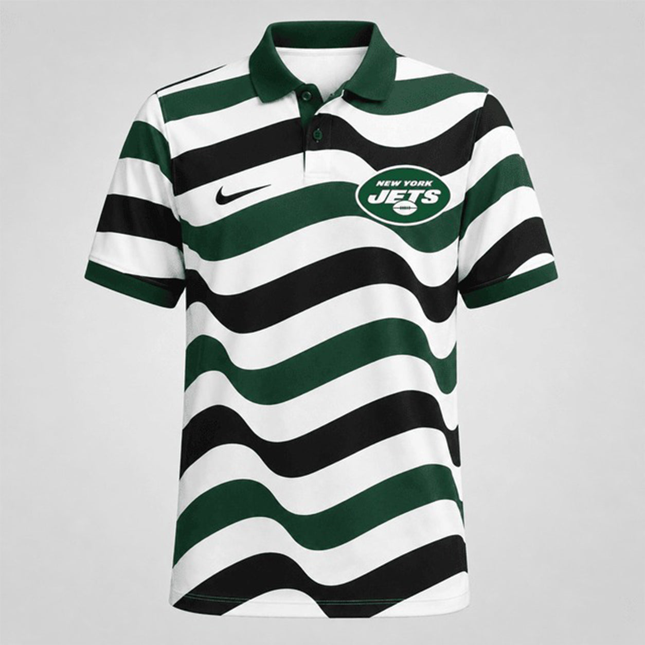 NYJ Premium NFL Custom Striped Athletic Polo Shirt