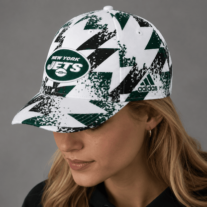 NYJ Premium NFL Sports Fan Geometric Pattern Baseball Cap