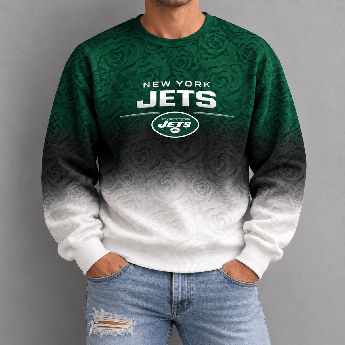 NYJ x NFL Embossed Rose Ombre Sweatshirt