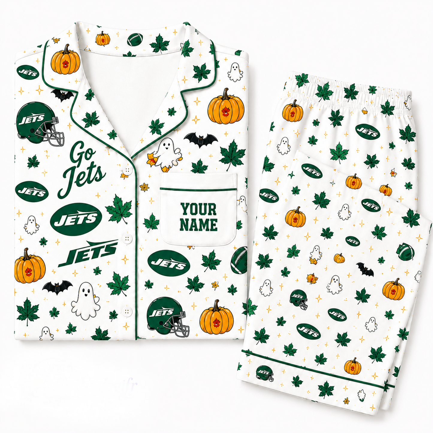 NYJ x NFL Halloween Personalized Set Long Pajamas