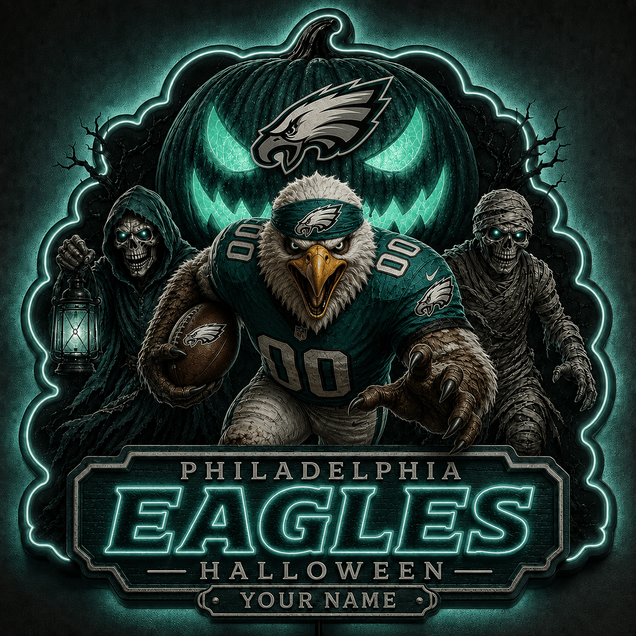 PE x NFL Halloween Personalized Acrylic Wall Led Sign Colorful Colors Gifts For Fan