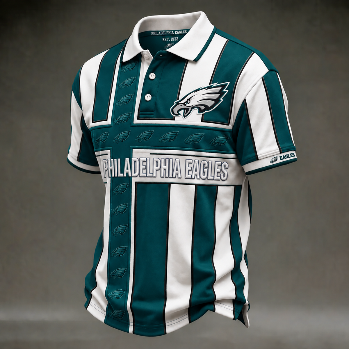 PHI X NFL Legacy Stripe Embroidered Polo Shirt