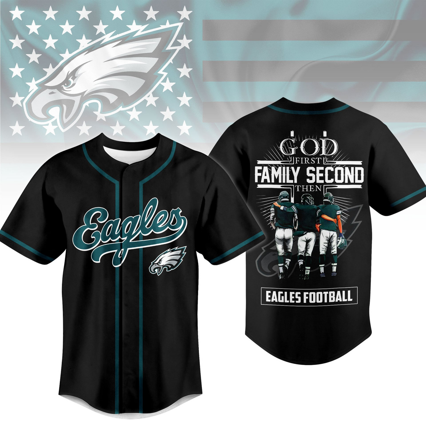 PHI x NFL God First, Family Second – Faith & Brotherhood Football Jersey