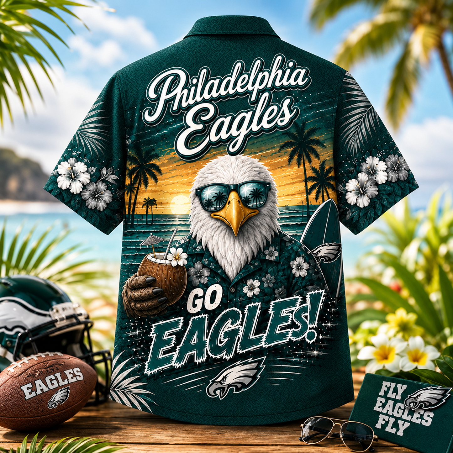 PHI x NFL Premium Beach Vibes Hawaiian Shirt