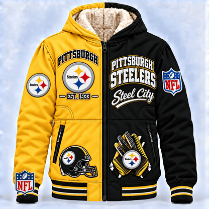PIT x NFL Hooded Varsity Bomber Jacket