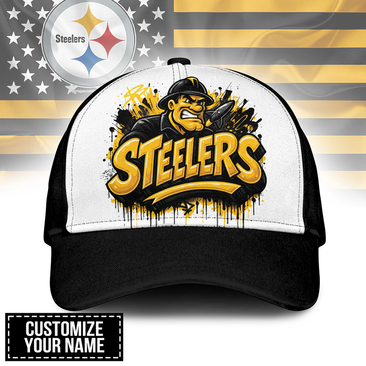 PIT x NFL Premium Custom Graffiti Team Cap