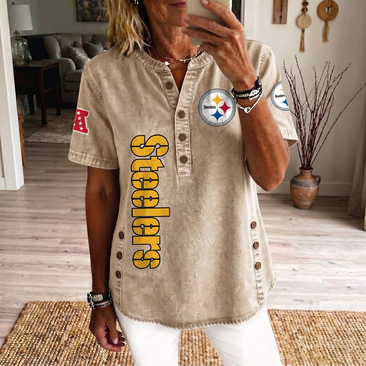PIT x NFL Women’???s Denim Casual Tops DATND LBN 190526