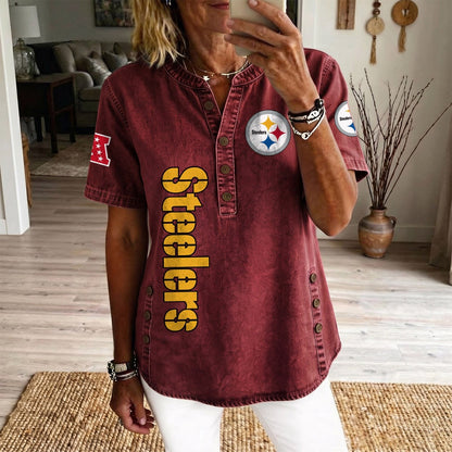 PIT x NFL Women’???s Denim Casual Tops DATND LBN 190526