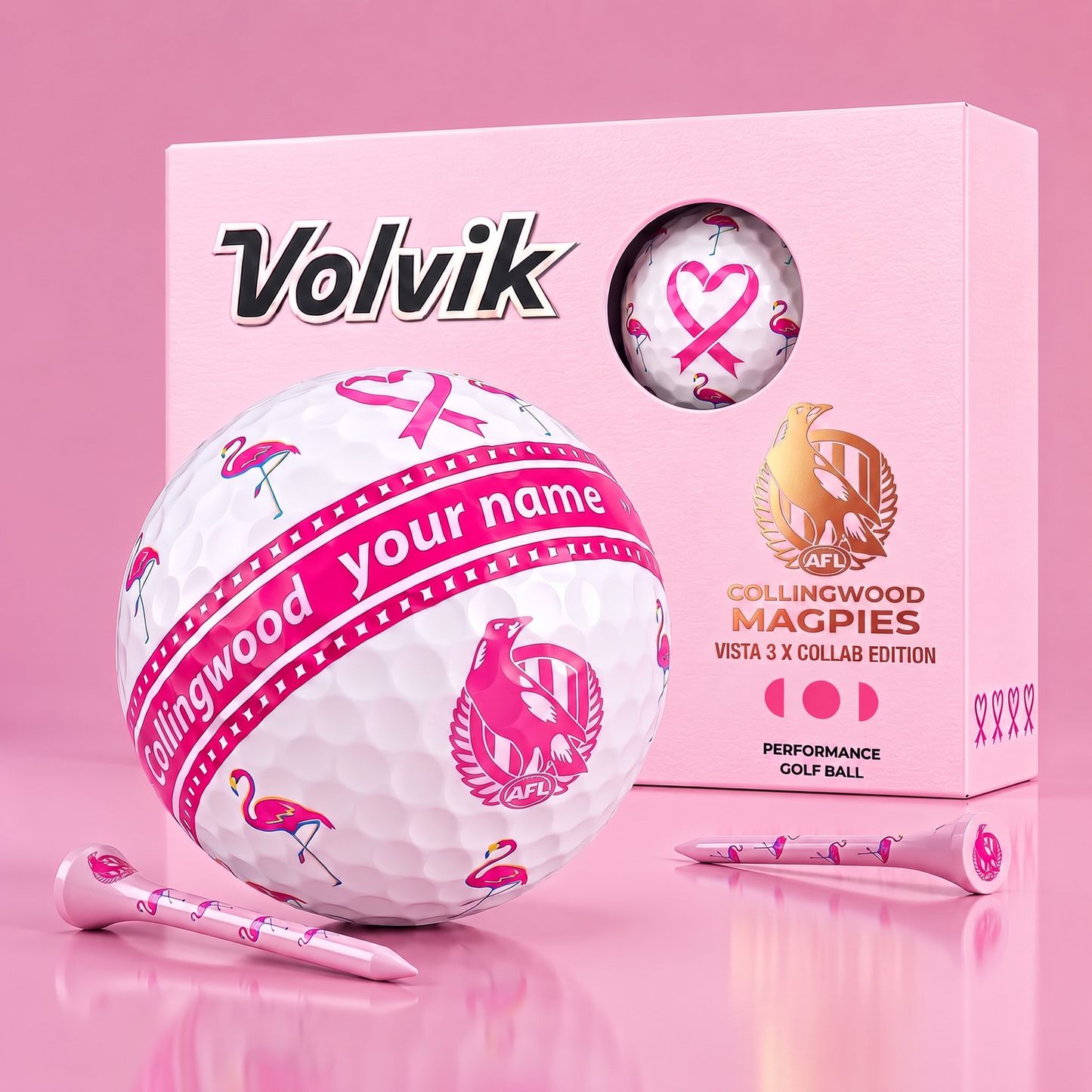 PREMIUM AFL X COL EXCLUSIVE PERSONALIZED  VOLVIK BREAST CANCER  GOLF BALL SET LIMITED EDTION