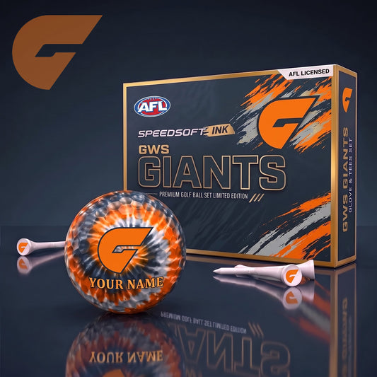 PREMIUM AFL X GWS Glam-Lux PERSONALIZED TIE-Dye GOLF BALL SET LIMITED EDTION