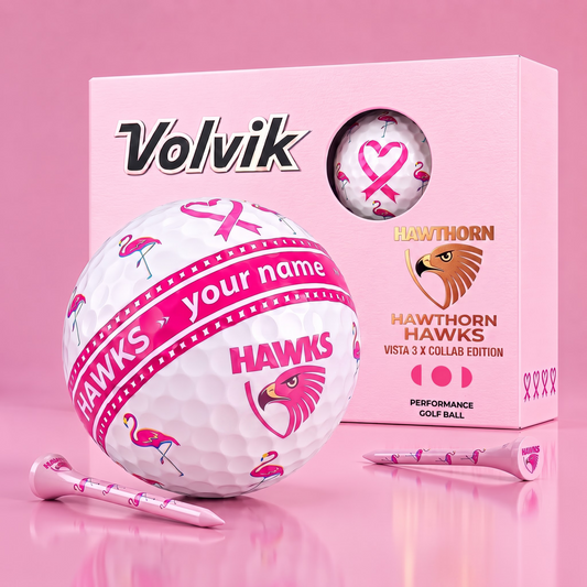 PREMIUM AFL X HAW EXCLUSIVE PERSONALIZED  VOLVIK BREAST CANCER  GOLF BALL SET LIMITED EDTION