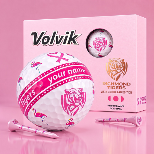 PREMIUM AFL X RIC EXCLUSIVE PERSONALIZED  VOLVIK BREAST CANCER  GOLF BALL SET LIMITED EDTION