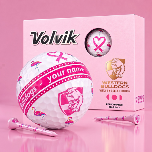 PREMIUM AFL X WB EXCLUSIVE PERSONALIZED  VOLVIK BREAST CANCER  GOLF BALL SET LIMITED EDTION
