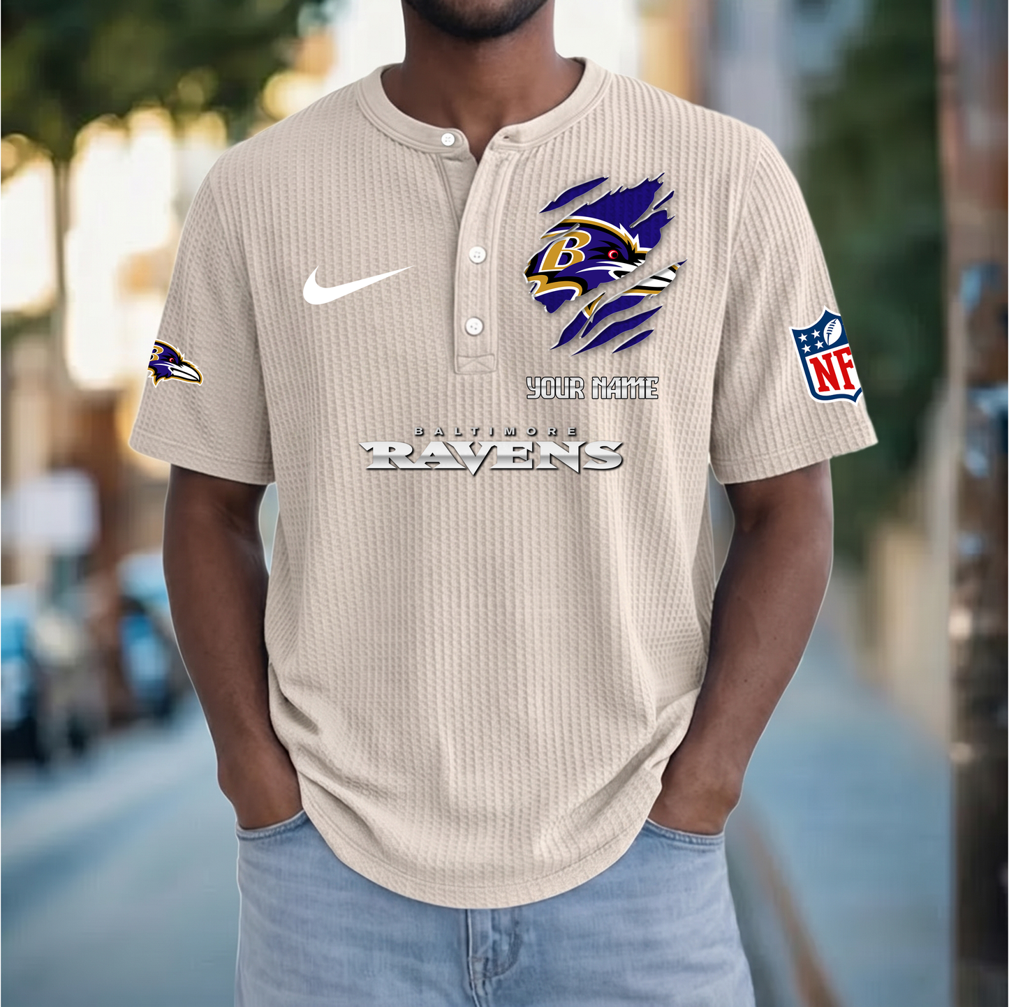 PREMIUM NFL  X  BR Crew neck button Henry Shirt Limited Editions NDT VHM 230426