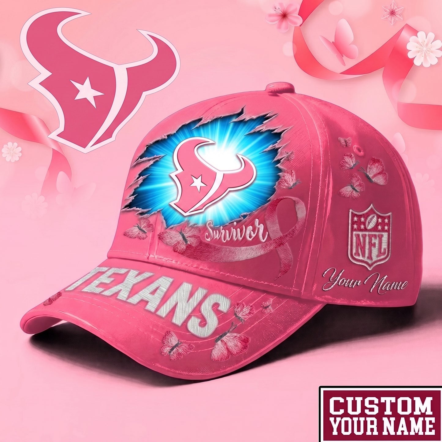PREMIUM NFL X HOU Exclusive Breast Cancer SURVIOR CAP V3