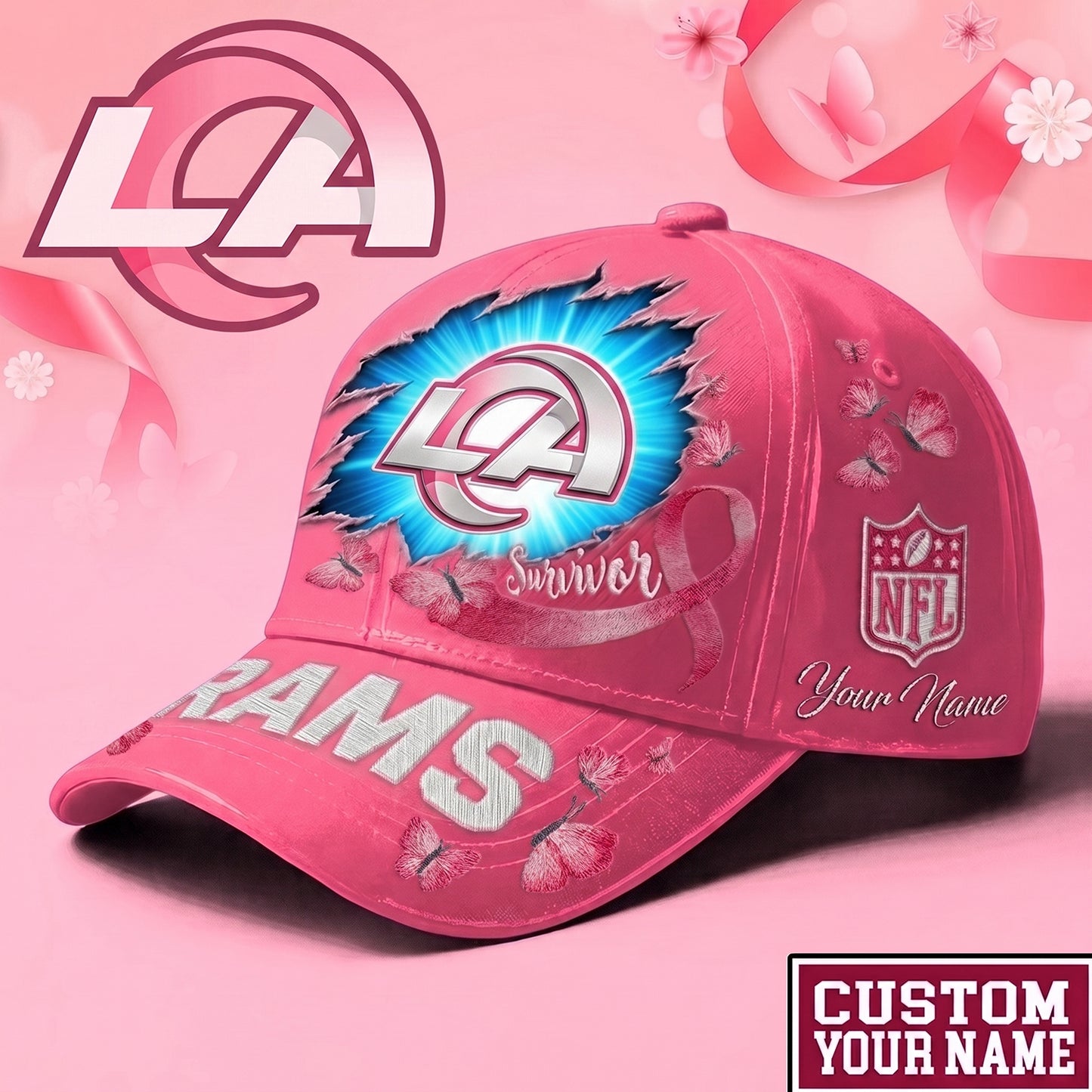 PREMIUM NFL X LAR Exclusive Breast Cancer SURVIOR CAP V3