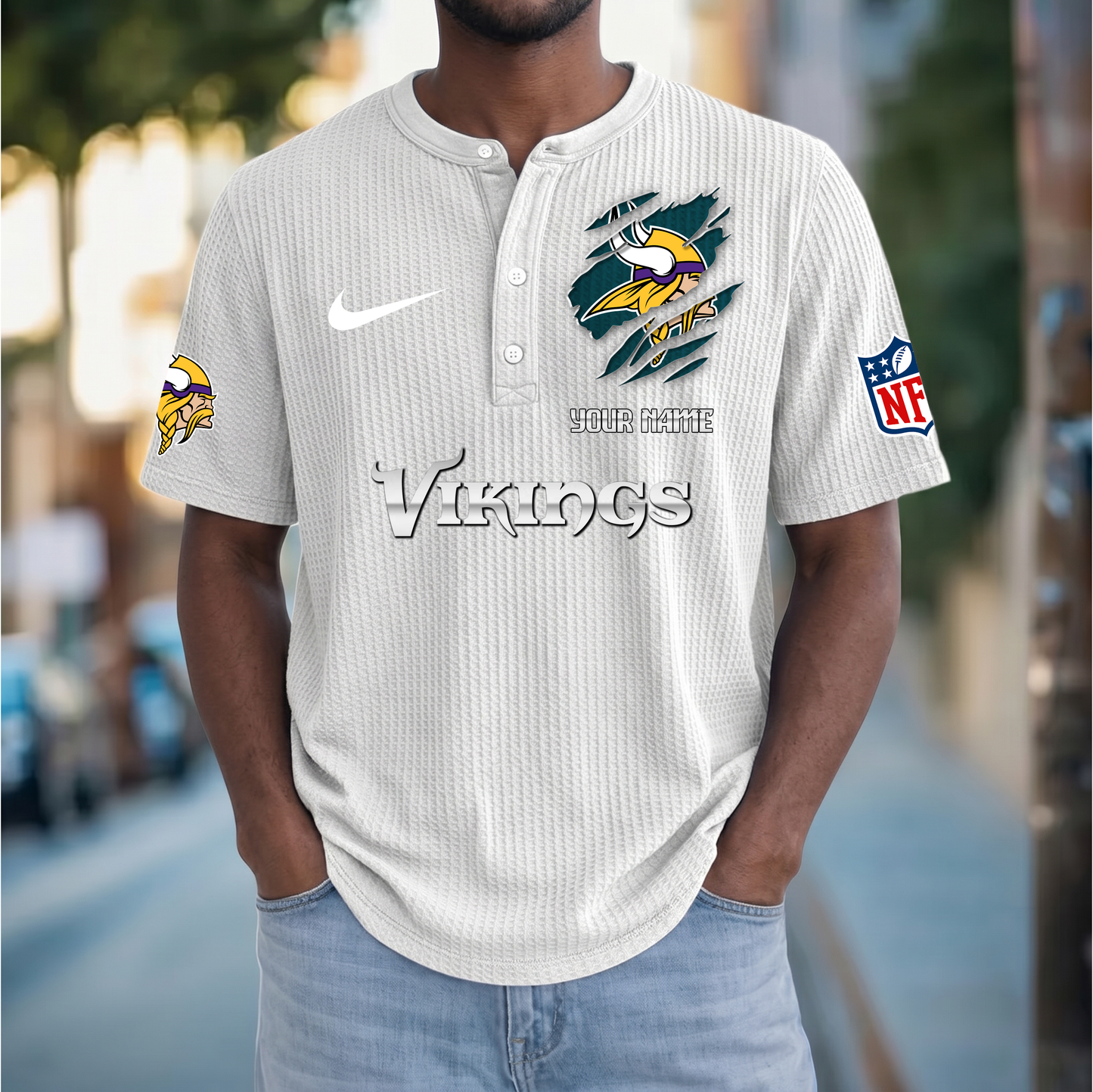 PREMIUM NFL  X  MV Crew neck button Henry Shirt Limited Editions NDT VHM 230426