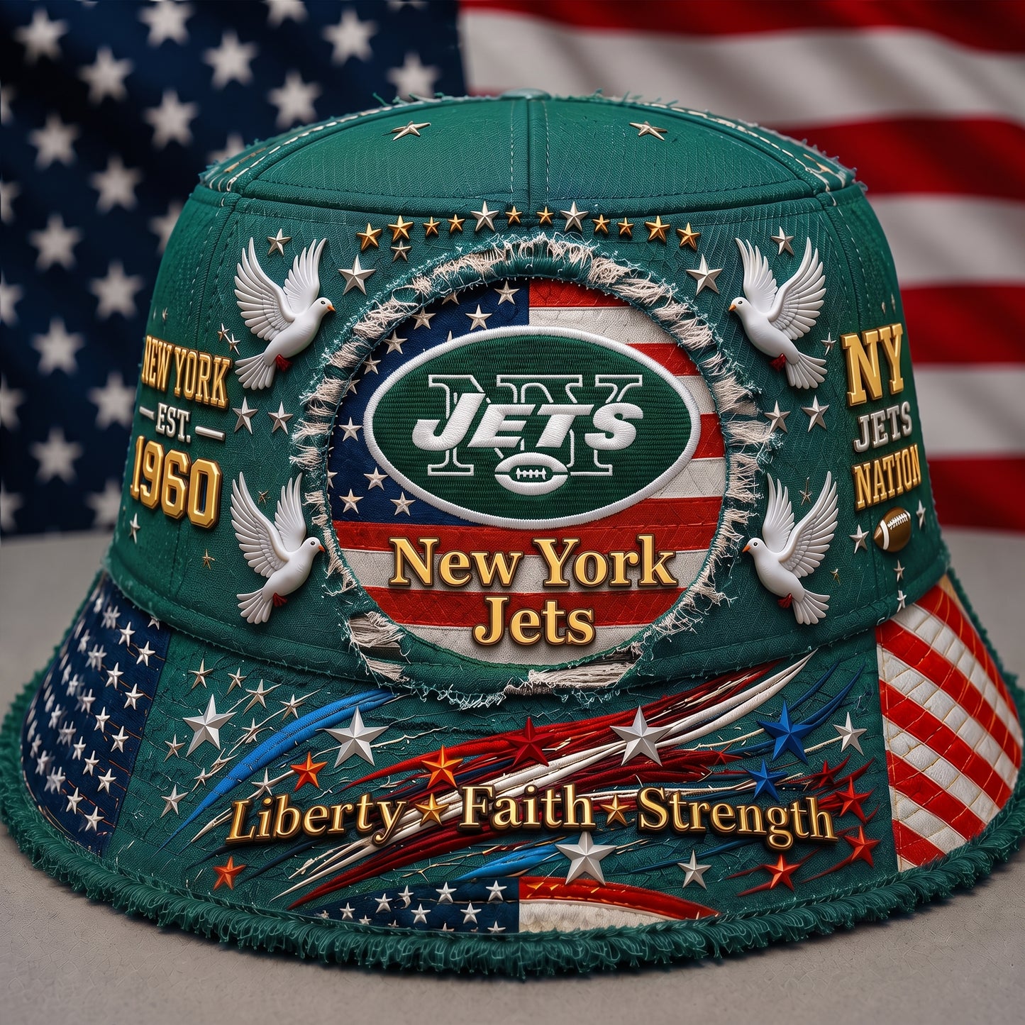 PREMIUM NFL X NYJ EXCLUSIVE BUCKET HAT FOR SUMMER HOLIDAY