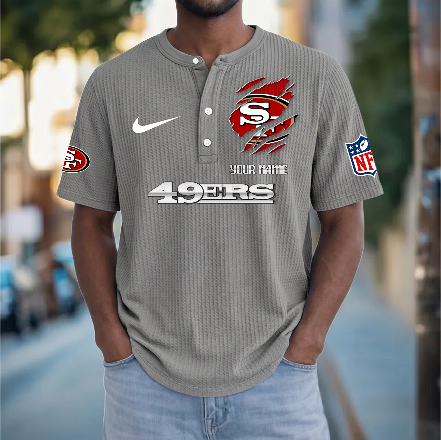 PREMIUM NFL  X  SF Crew neck button Henry Shirt Limited Editions NDT VHM 230426