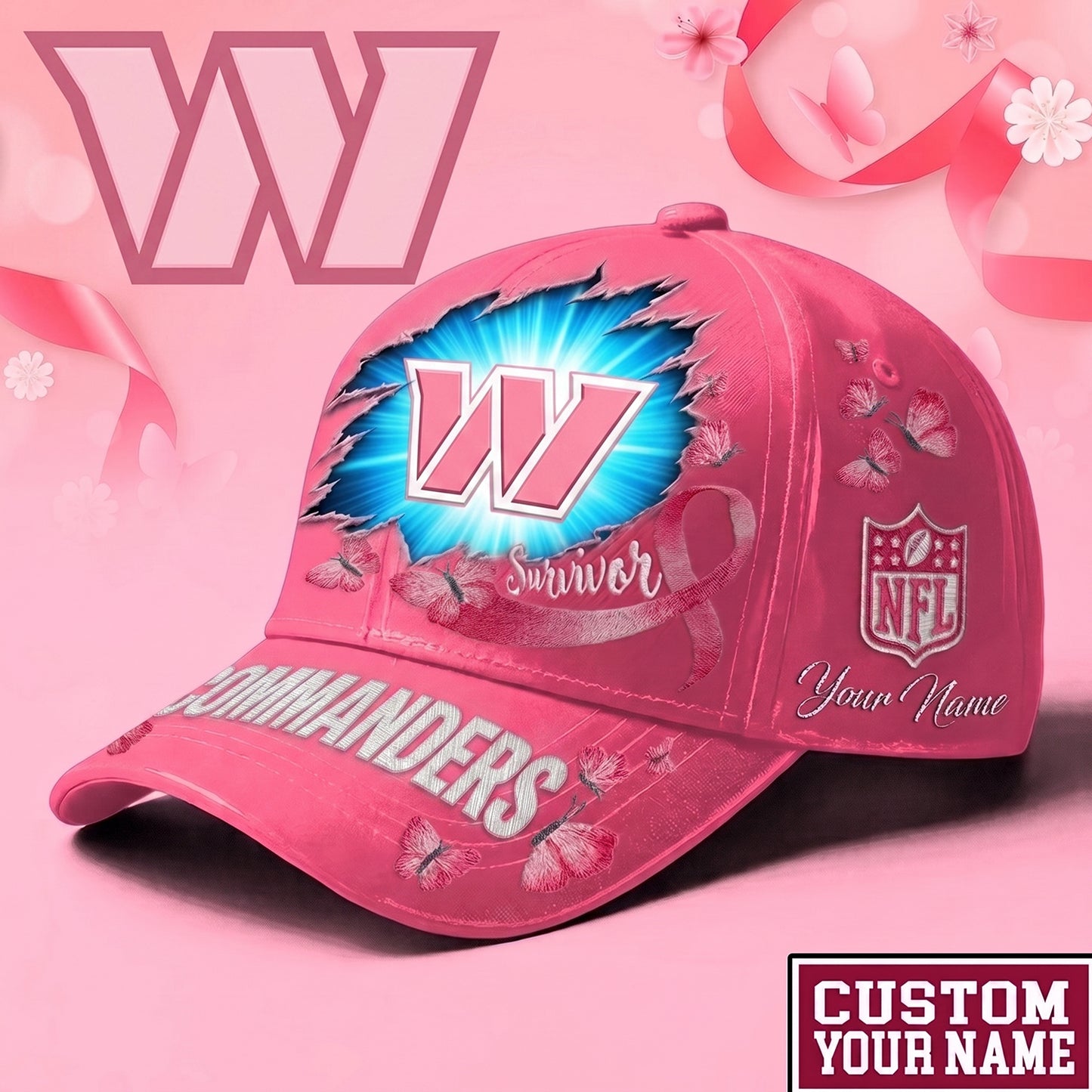 PREMIUM NFL X WAS Exclusive Breast Cancer SURVIOR CAP V3