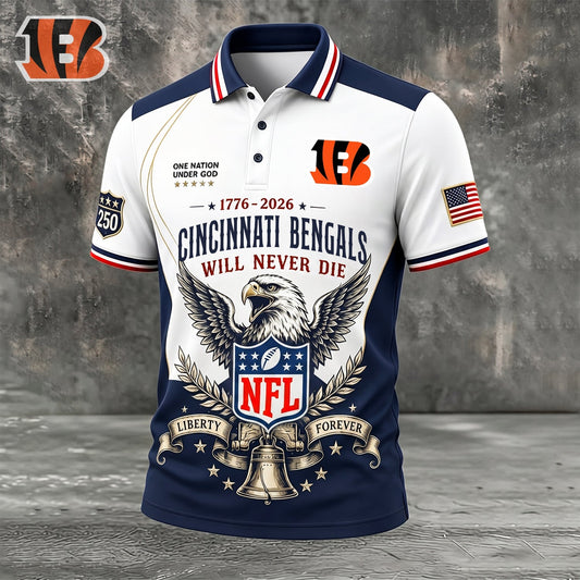 PREMIUM NFL x CIN EXCLUSIVE 250 Years Anniversary Of Freedom POLO SHIRT290626