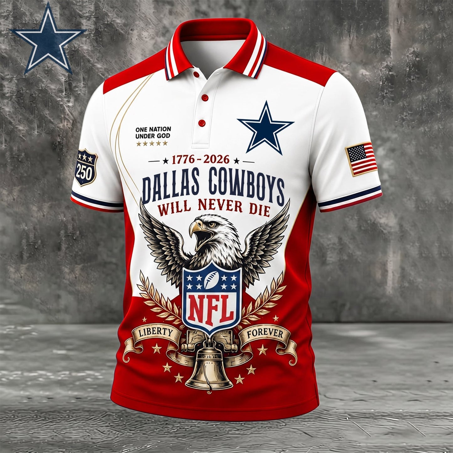 PREMIUM NFL x DAL EXCLUSIVE 250 Years Anniversary Of Freedom POLO SHIRT290626