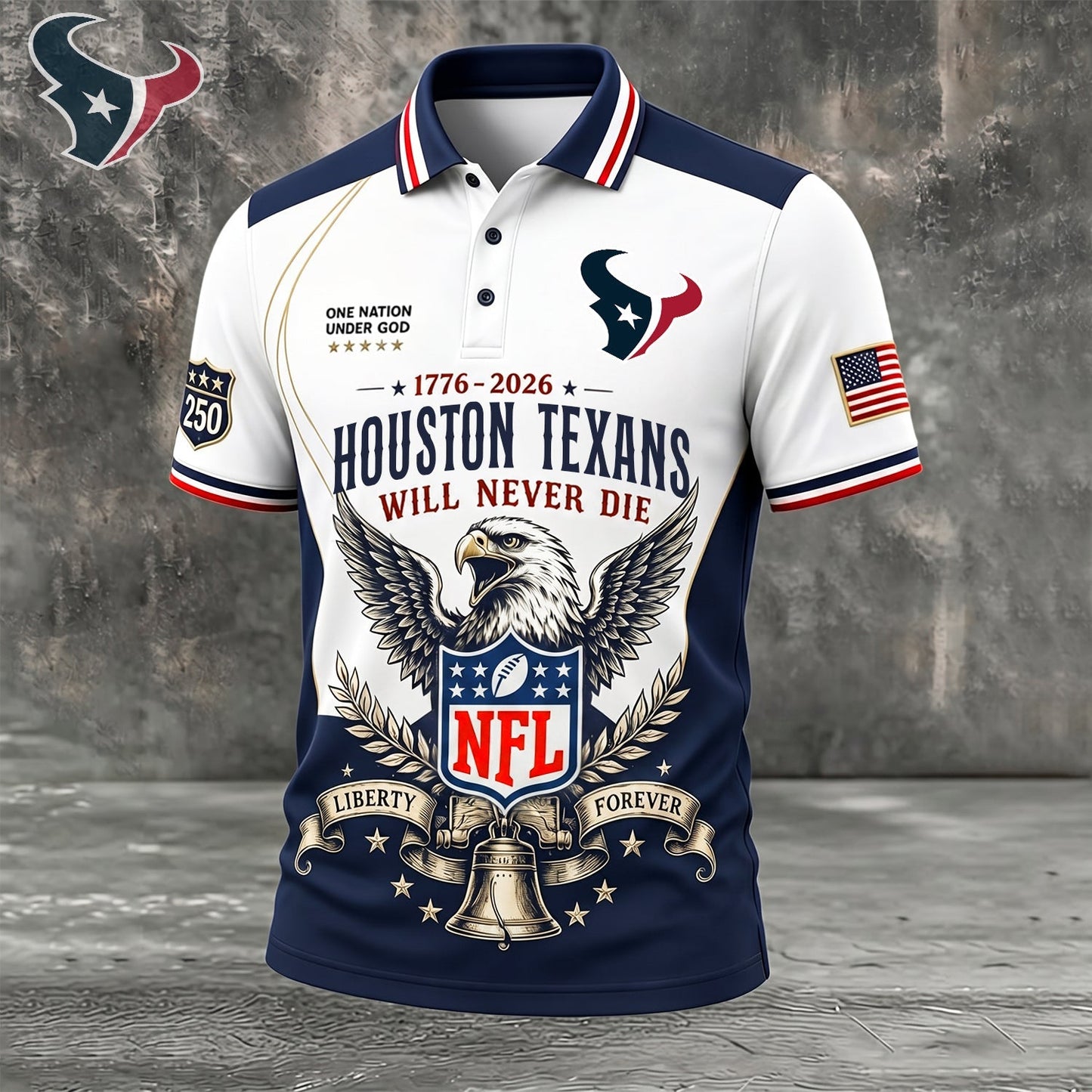 PREMIUM NFL x HOU EXCLUSIVE 250 Years Anniversary Of Freedom POLO SHIRT290626
