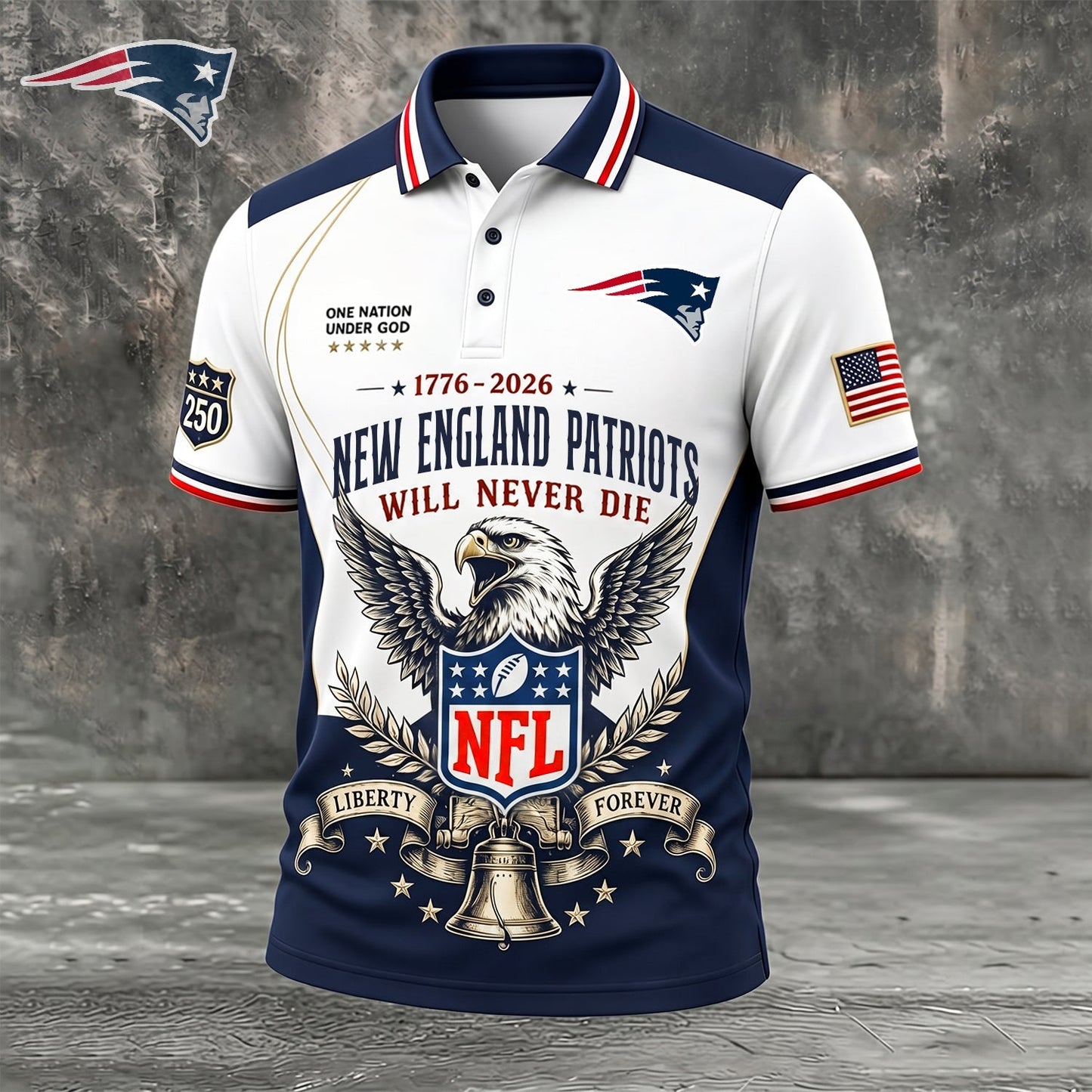PREMIUM NFL x NE EXCLUSIVE 250 Years Anniversary Of Freedom POLO SHIRT290626