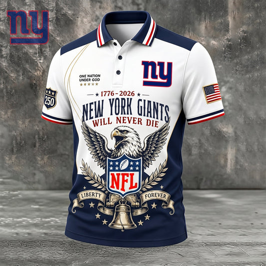 PREMIUM NFL x NYG EXCLUSIVE 250 Years Anniversary Of Freedom POLO SHIRT290626