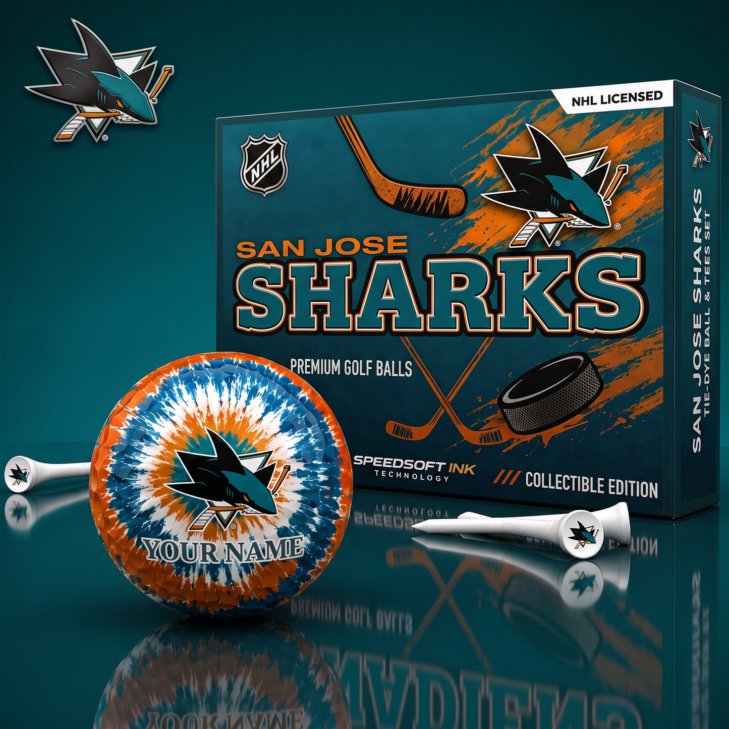 PREMIUM NHL  X SJS EXCLUSIVE PERSONALIZED TIE-Dye OLF BALL SET LIMITED EDTION