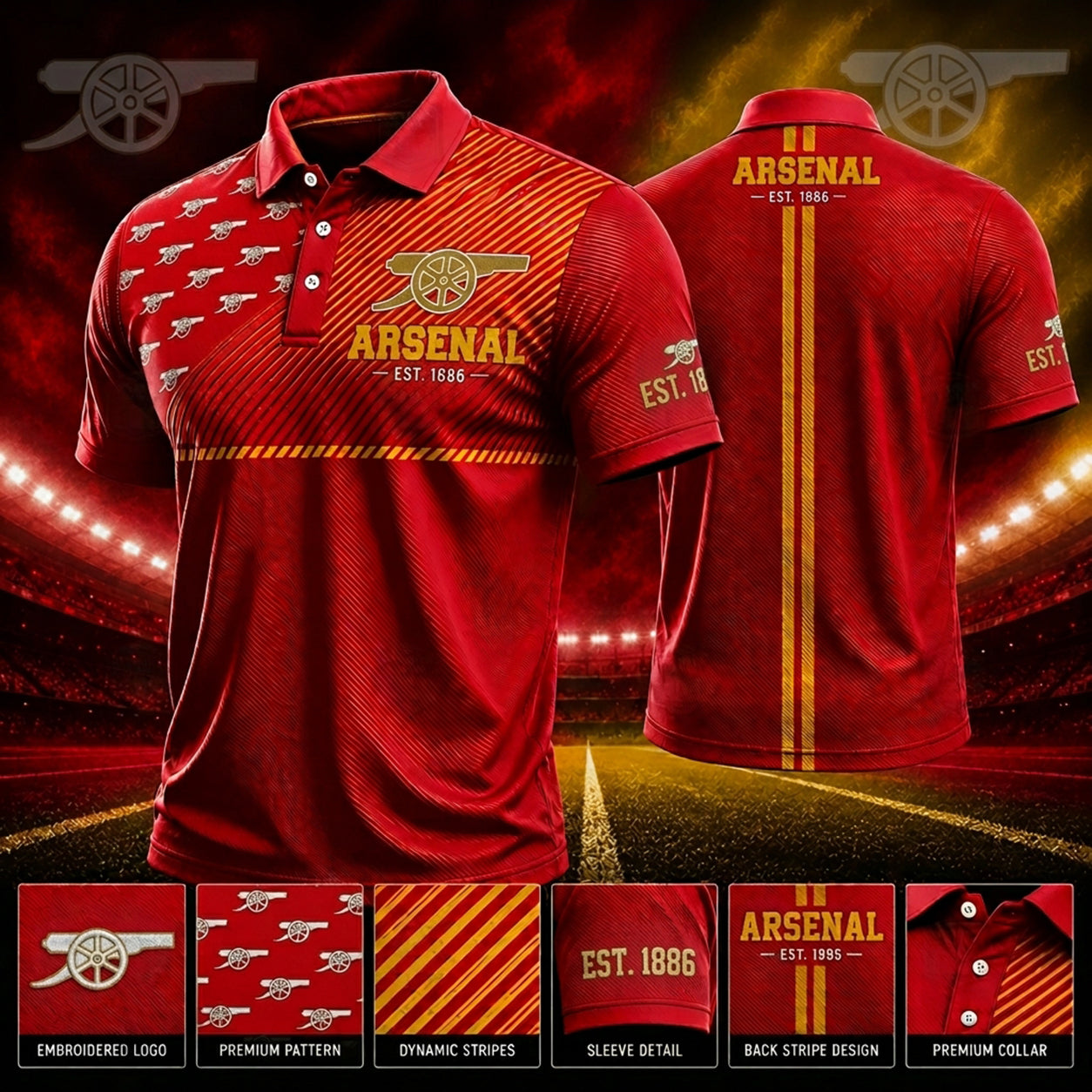 PREMIUM EPL X ARS GAMEDAY LUXURY POLO SHIRT NDT NHM 200626