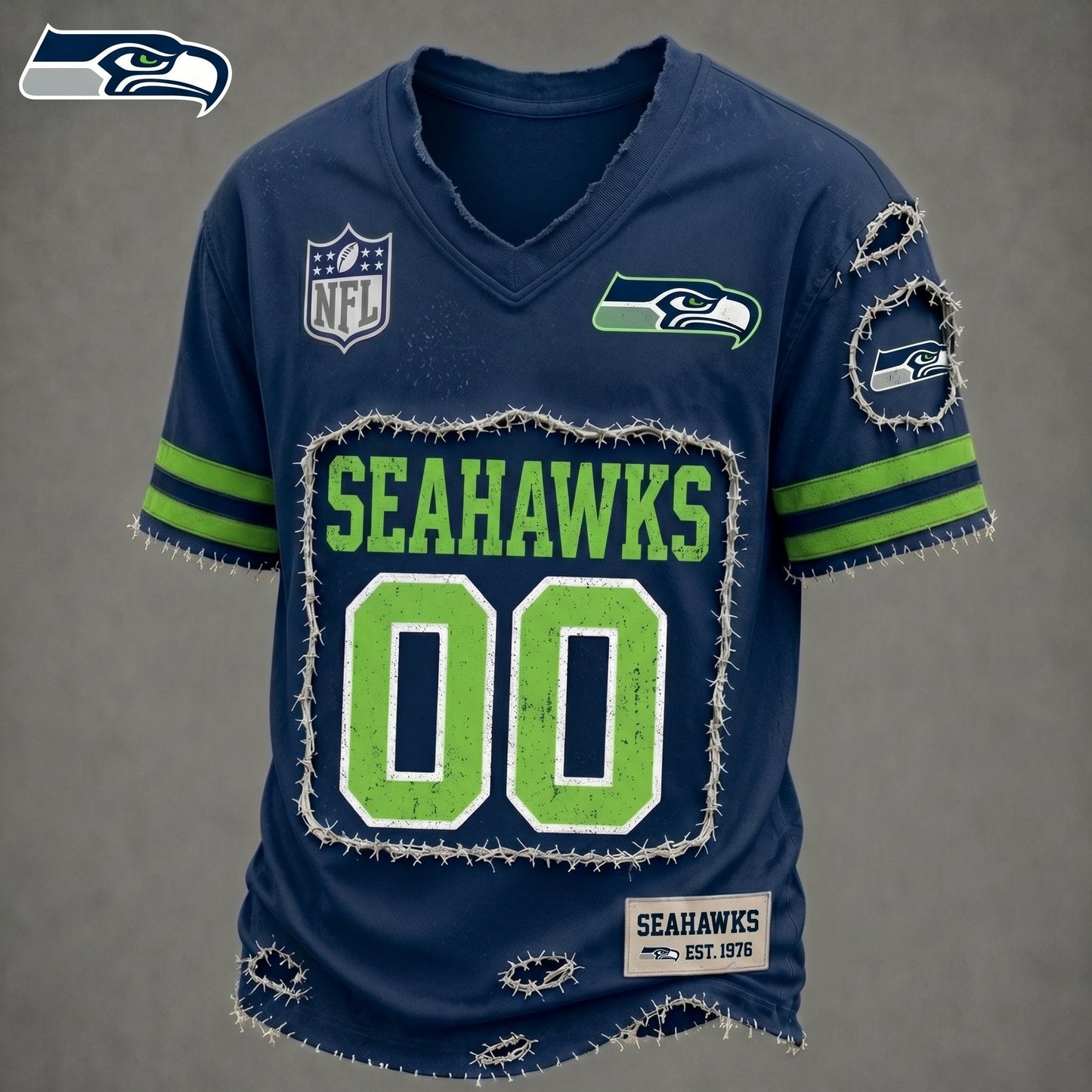 PREMIUM NFL X SEAHAWK LUXURY V-NECK T-SHIRT CUSTOME NUMBER FOR SEASON SUMMER NDT VHM 200626