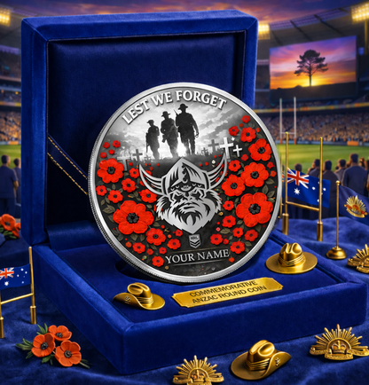 PREMIUM NRL X CR Anzac Day 2026 Commemorative Coin Custom Name Limited Edition NDT VHM 160326