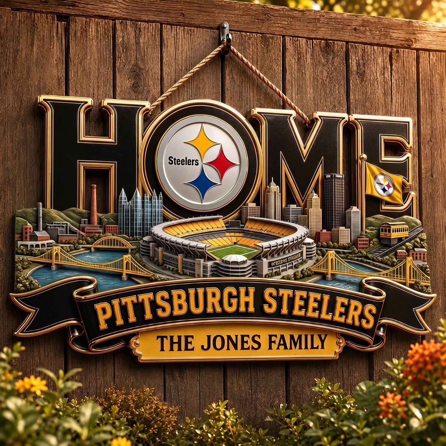PS x NFL Team Home Metal Sìgn Custom Any Name Gifts For Home Decor