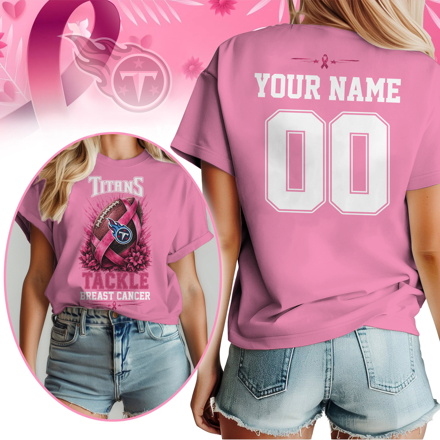Personalized TT x NFL Premium Tackle Breast Cancer Shirt