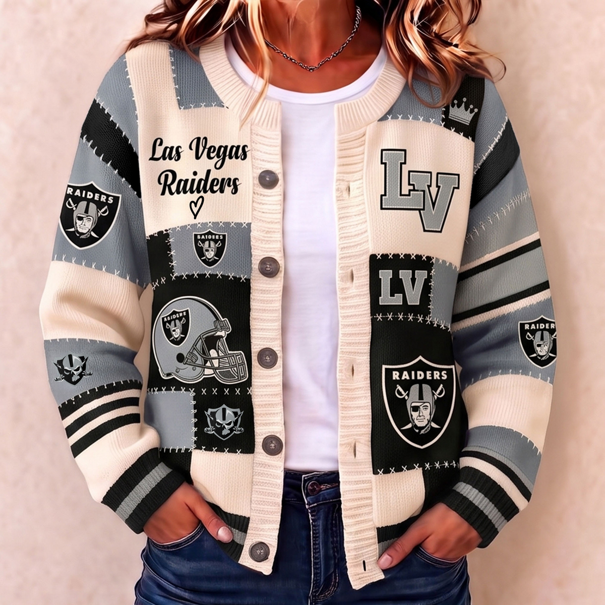Premium LVR x NFL Patchwork Knit Varsity Cardigan