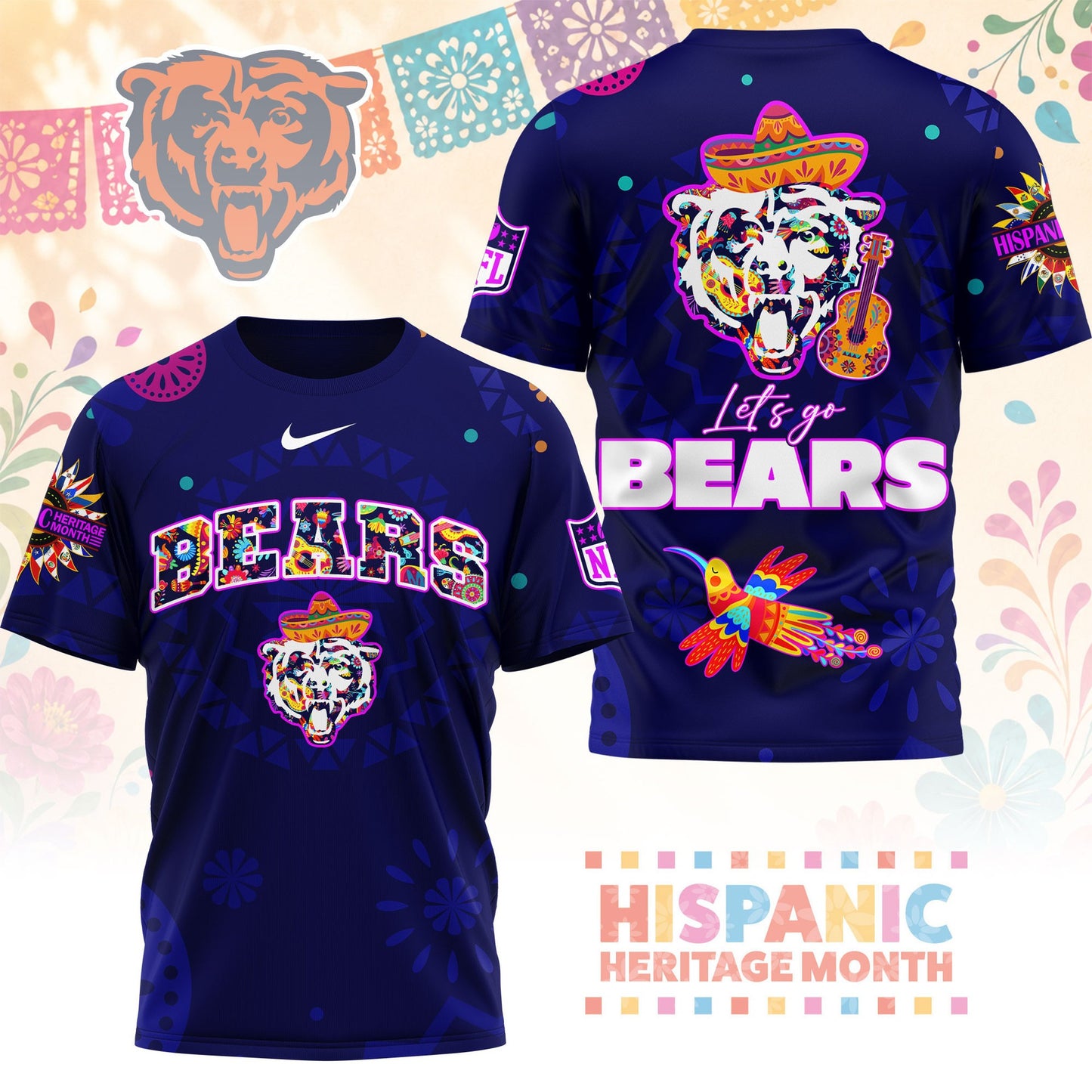 Premium NFL CHI Hispanic Heritage Fiesta T-shirt