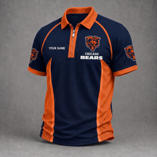 Premium NFL CHI Performance Zipper Polo Shirt