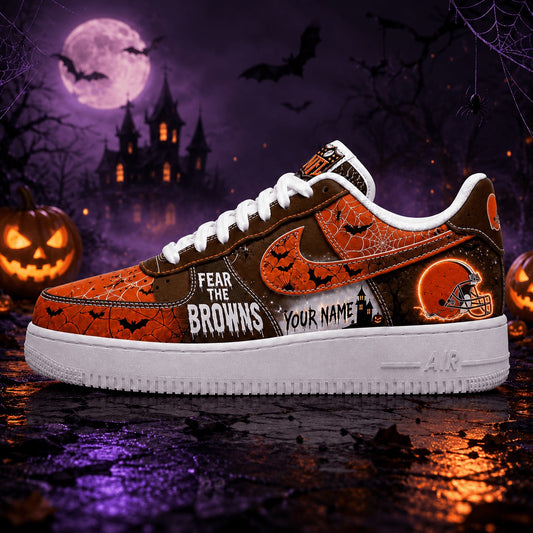 Premium NFL CLE Fear The Team Halloween AF1 Sneakers V1